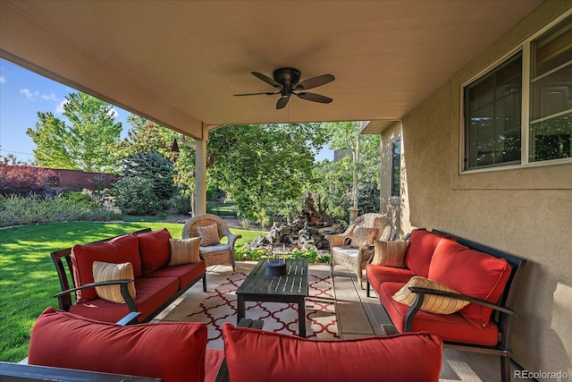 9375 Webster Way, Westminster, CO 80021 - view of patio / terrace featuring outdoor lounge area and ceiling fan