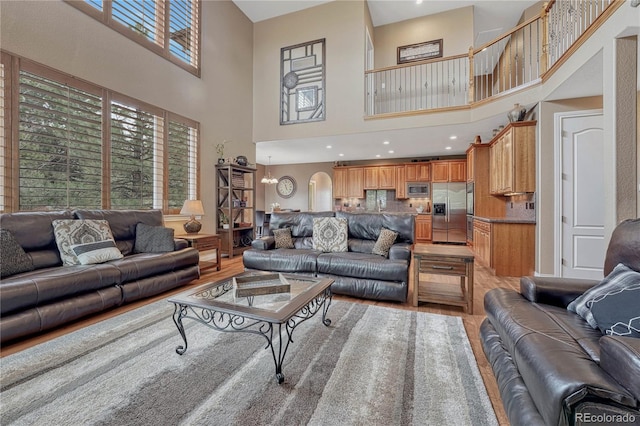 living room featuring light wood-type flooring