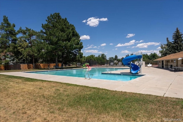 4351 S Evanston Ct, Aurora, CO 80015 - community pool with a water slide and a patio