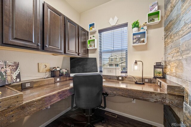 3871 Starry Night Loop, Castle Rock, CO 80109 - office with built in study area and dark wood finished floors