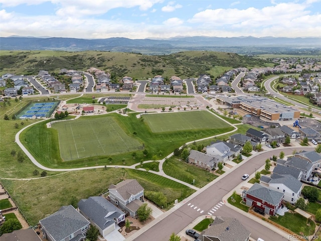 3871 Starry Night Loop, Castle Rock, CO 80109 - aerial view of property and surrounding area featuring nearby suburban area and a mountain backdrop