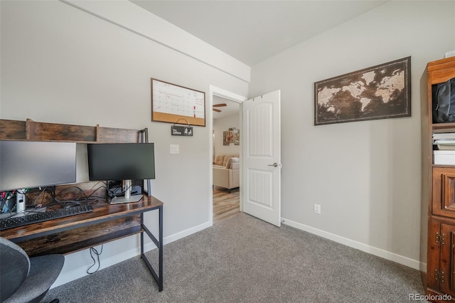 view of carpeted office space