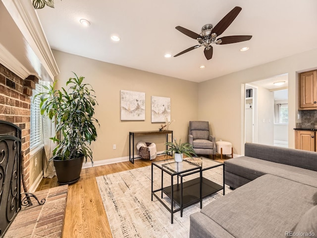 7826 S Niagara Way, Centennial, CO 80112 - living room with ceiling fan, recessed lighting, and light wood-style flooring