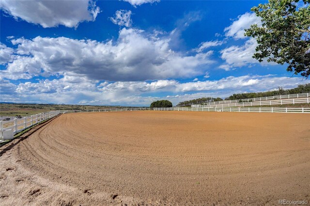 810 N Perry Park Rd, Sedalia, CO 80135 - view of yard featuring an enclosed horse arena and a view of countryside