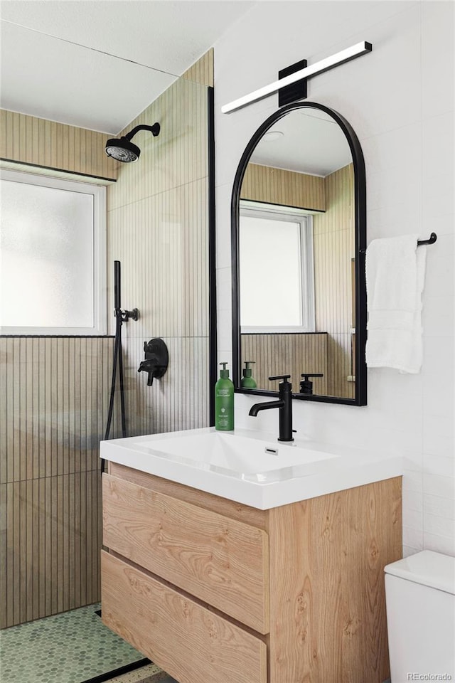 2525 S Meade St, Denver, CO 80219 - bathroom featuring vanity, toilet, and a shower