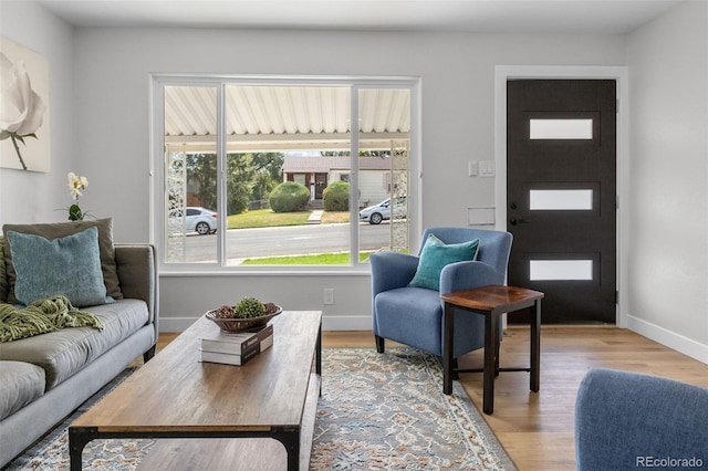 living room with light wood-type flooring