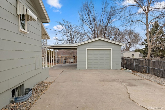 garage with a carport