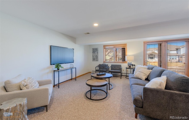 2425 Waneka Lake Trl, Lafayette, CO 80026 - living area featuring carpet floors, baseboards, recessed lighting, and a baseboard radiator