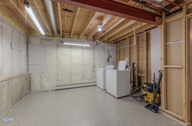 2425 Waneka Lake Trl, Lafayette, CO 80026 - unfinished below grade area featuring baseboard heating and independent washer and dryer