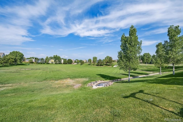 view of home's community with a lawn and a rural view