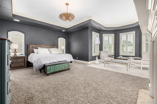 648 Ruby Trust Dr, Castle Rock, CO 80108 - carpeted bedroom featuring ornamental molding, baseboards, and arched walkways