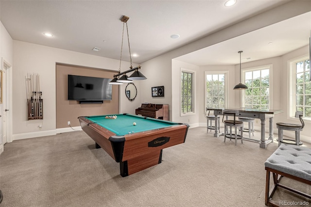 648 Ruby Trust Dr, Castle Rock, CO 80108 - playroom with baseboards, carpet, pool table, and recessed lighting