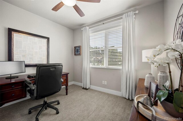 20243 High Pines Dr, Monument, CO 80132 - carpeted office space with a ceiling fan and baseboards