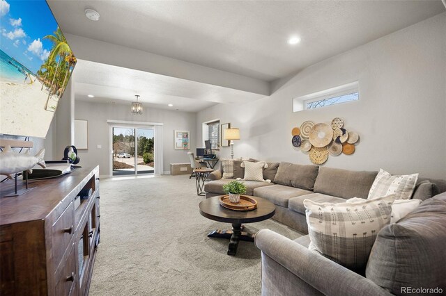 20243 High Pines Dr, Monument, CO 80132 - carpeted living room with recessed lighting