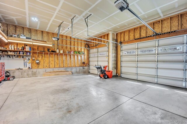 20243 High Pines Dr, Monument, CO 80132 - garage featuring a garage door opener and a workshop area