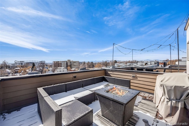 exterior space with a fire pit