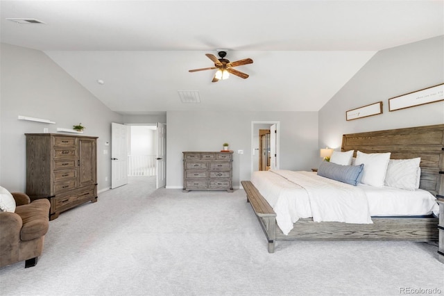 17378 W 78th Dr, Arvada, CO 80007 - bedroom featuring lofted ceiling, carpet, and ceiling fan
