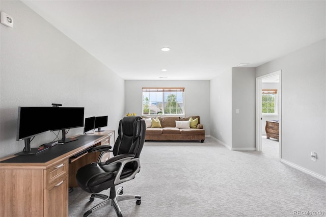 17378 W 78th Dr, Arvada, CO 80007 - office with light carpet, plenty of natural light, baseboards, and recessed lighting