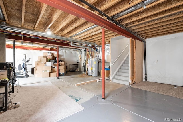 17378 W 78th Dr, Arvada, CO 80007 - unfinished basement with gas water heater and stairway