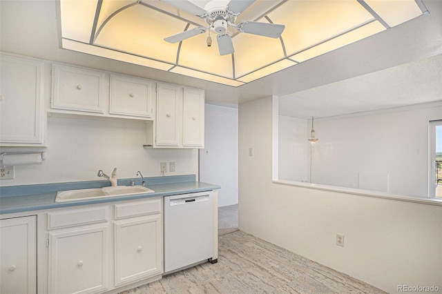 13800 E Marina Dr Unit 601, Aurora, CO 80014 - kitchen with dishwasher, white cabinets, a ceiling fan, and light countertops