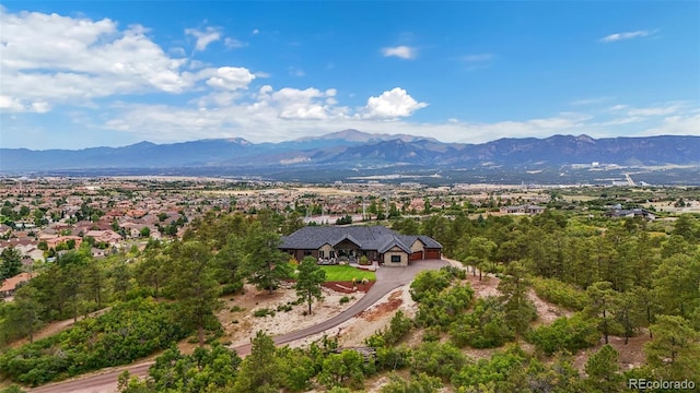 bird's eye view featuring a mountain view