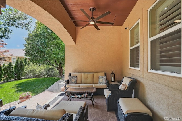 8582 E 148th Ln, Thornton, CO 80602 - view of patio featuring an outdoor living space and ceiling fan