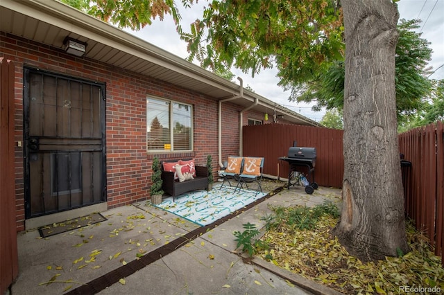 view of patio with area for grilling