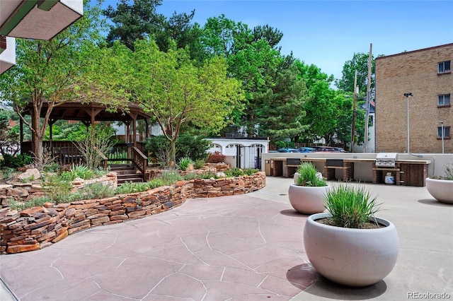 550 E 12th Ave Unit 209, Denver, CO 80203 - view of patio / terrace featuring a gazebo and exterior kitchen
