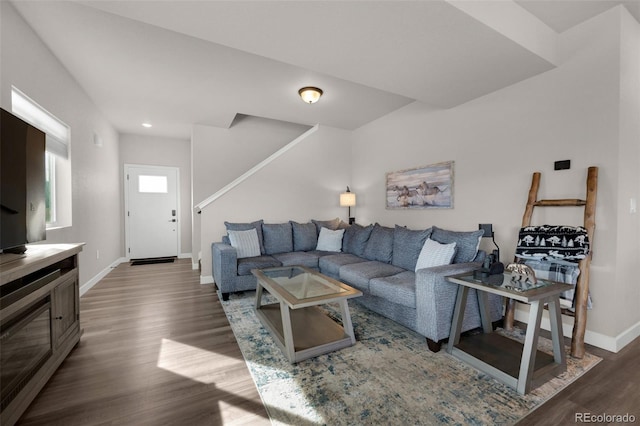 living room with wood-type flooring