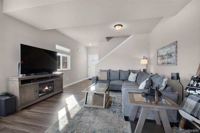 living room with hardwood / wood-style floors