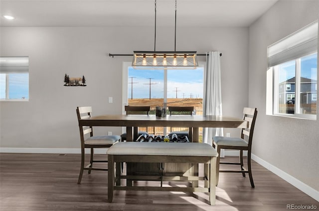 dining room featuring dark hardwood / wood-style flooring