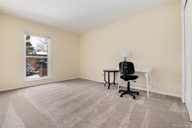 view of carpeted home office