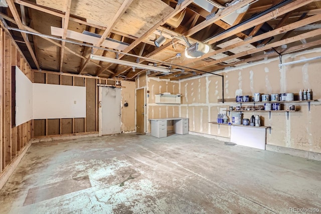 garage with a garage door opener