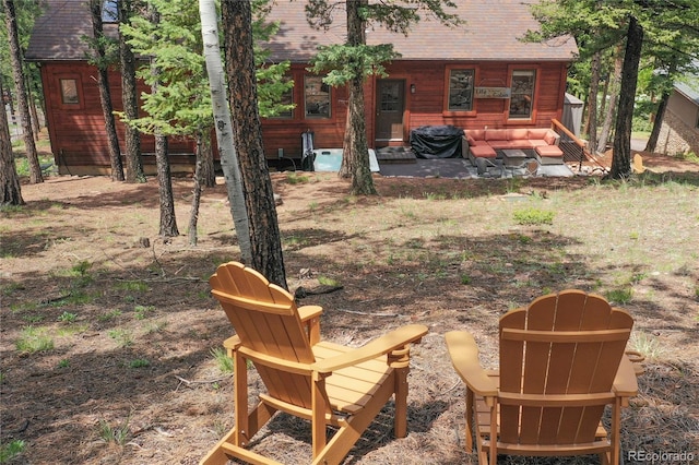 1321 Forest Edge Rd, Woodland Park, CO 80863 - view of yard featuring a patio and an outdoor hangout area