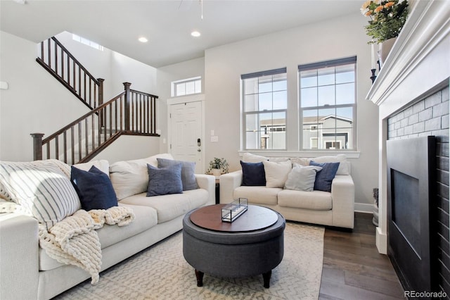 living room with hardwood / wood-style floors