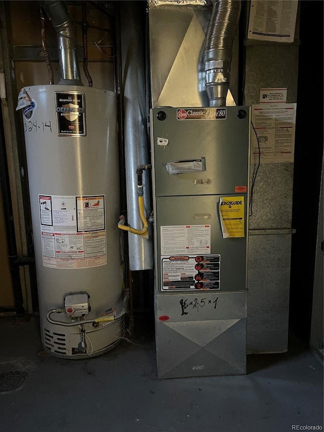 utilities with gas water heater and heating unit