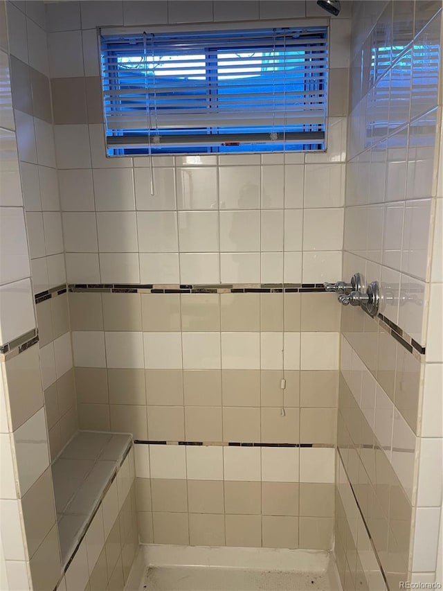 interior space with tiled shower