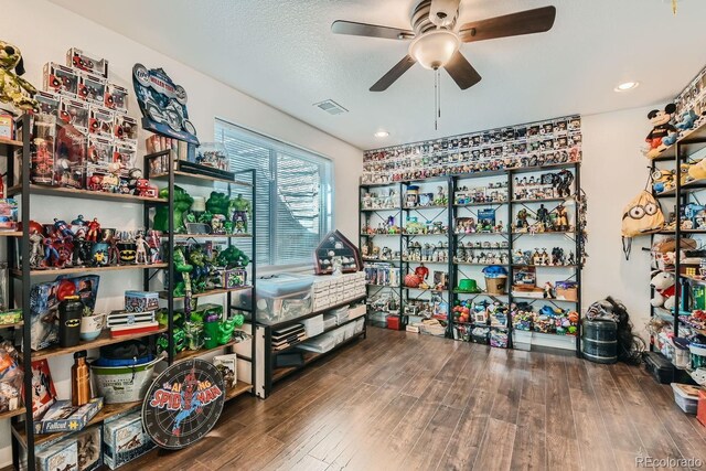 storage room featuring ceiling fan