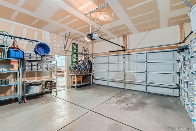 garage with a garage door opener