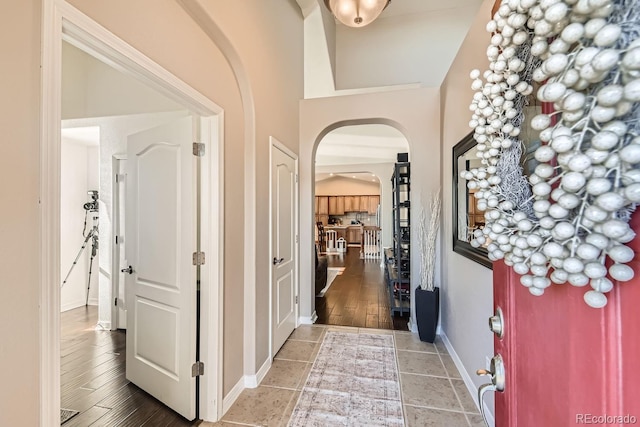 foyer entrance featuring hardwood / wood-style floors