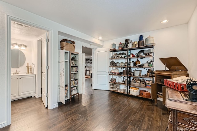 misc room with hardwood / wood-style flooring and sink