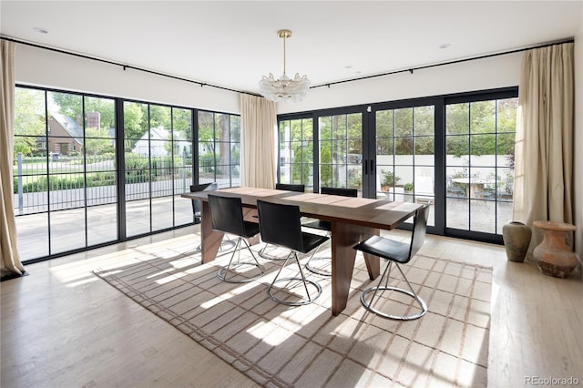5800 E 6th Avenue Parkway, Denver, CO 80220 - dining area featuring a chandelier, plenty of natural light, french doors, and light wood-style flooring