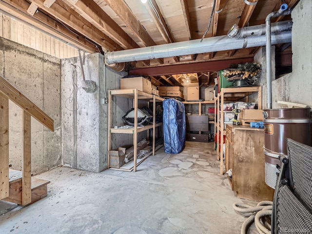 view of unfinished basement