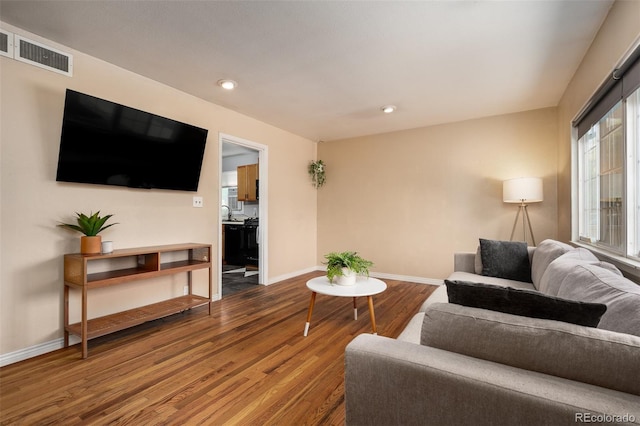 living room with wood-type flooring