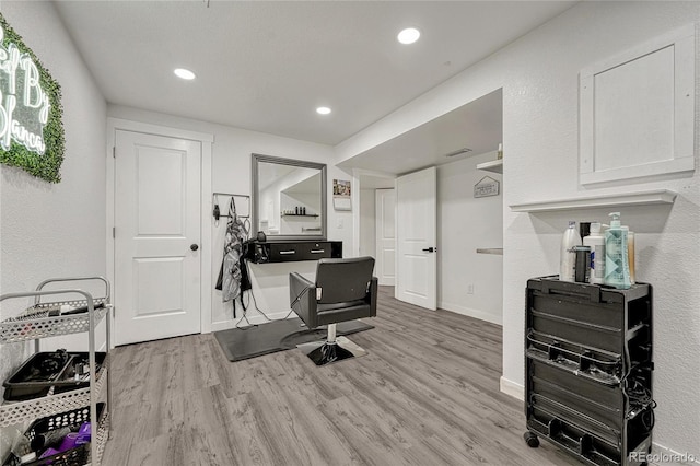 office featuring light wood-type flooring