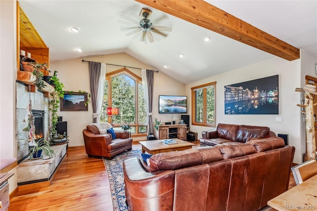 228 Glacier Ridge Rd, Alma, CO 80420 - living room featuring a fireplace, light wood-type flooring, healthy amount of natural light, and recessed lighting