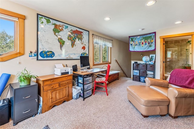 228 Glacier Ridge Rd, Alma, CO 80420 - office area featuring carpet flooring and recessed lighting