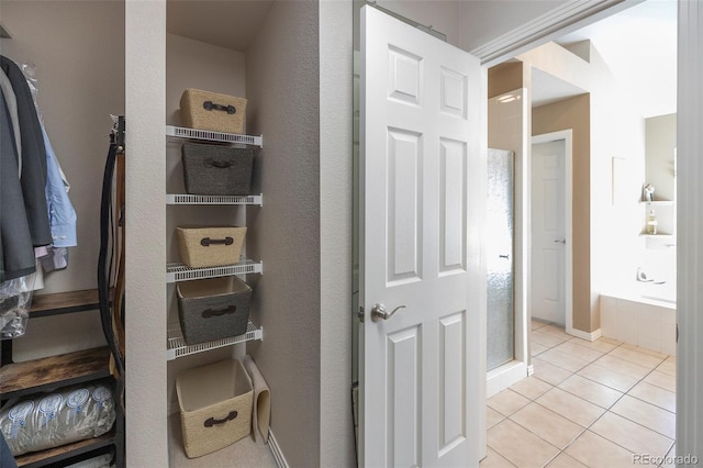 interior space featuring light tile patterned floors