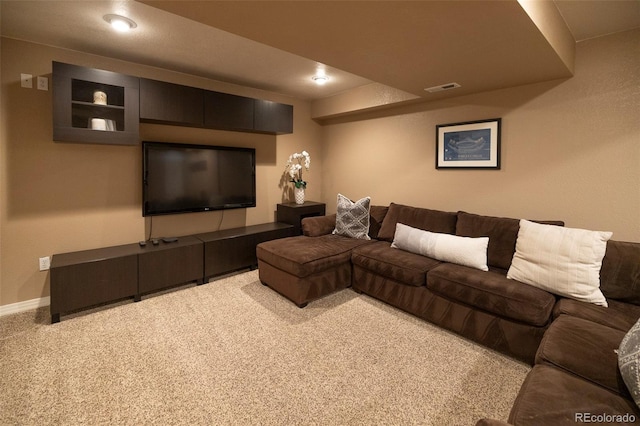 living room with carpet