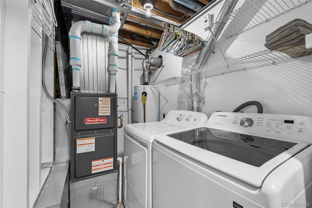 laundry area featuring laundry area, separate washer and dryer, and electric water heater